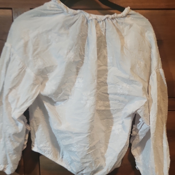 Zara White Ruffled Bib Collar Blouse - Picture 4 of 5